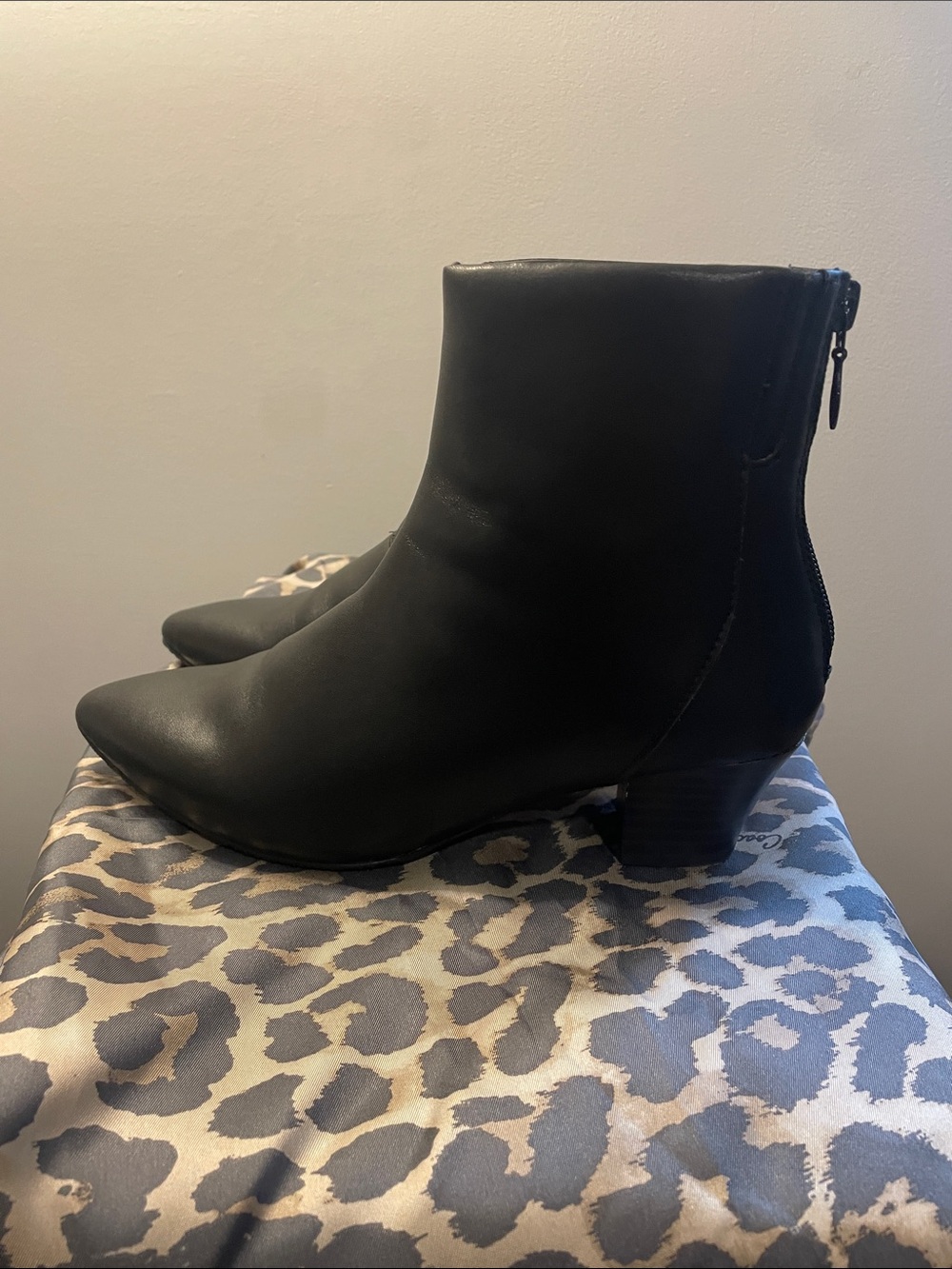 Clarks Black Pointed Toe Ankle Booties